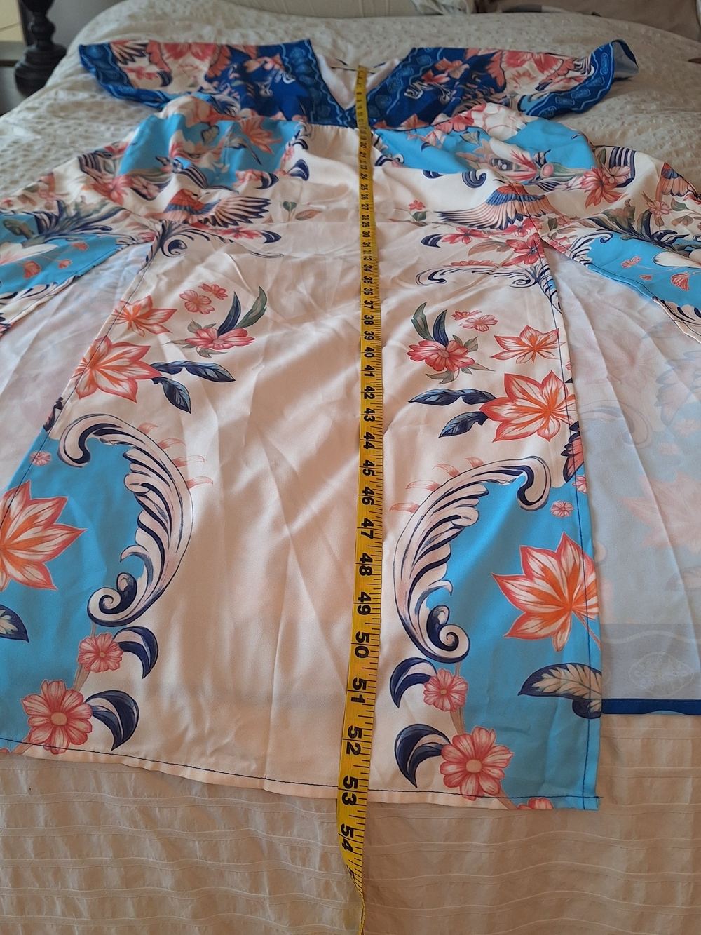 Cupshe Blue, Cream And Coral Floral Maxi Dress with Slits - Picture 8 of 8